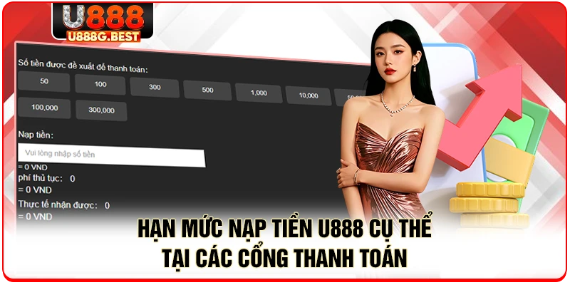 Hạn mức nạp tiền U888 cụ thể tại các cổng thanh toán